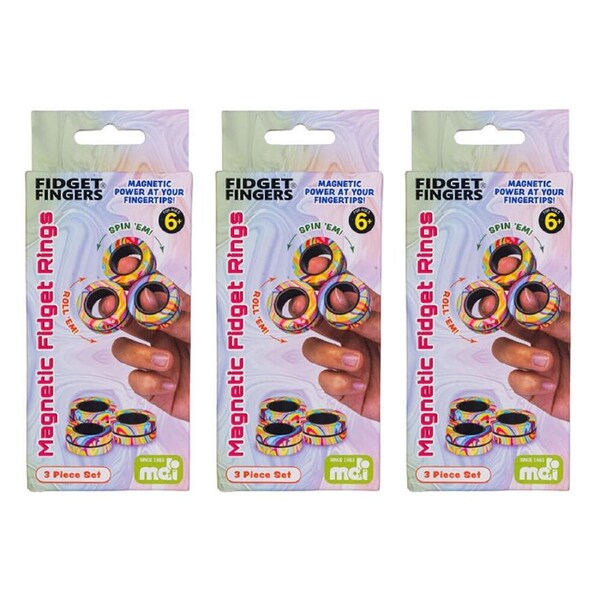 3PK MDI Magnetic Fidget Rings Stress Relief Sensory Toy Desk Kids/Children 3.2cm