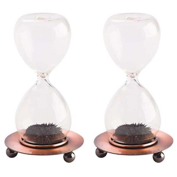 2PK MDI Magnetic Sand Timer Motion Display Desk Sensory Toy Decoration 5x12.5cm