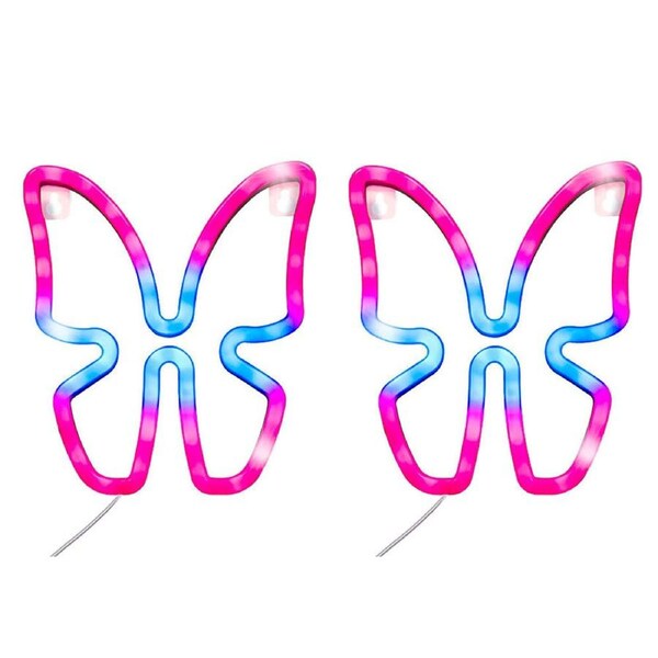 2PK Art + Tech LED Wall Light Butterfly Cute Home Decor Lamp Display 18x22cm