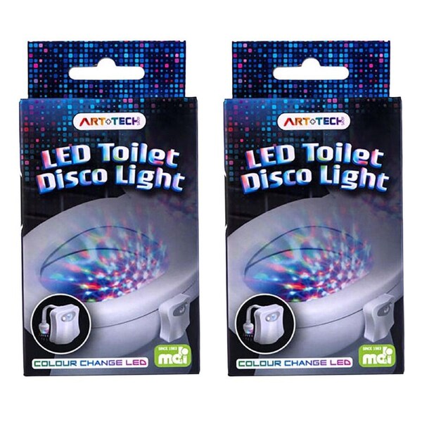 2PK Art + Tech LED Toilet Disco Light Motion Sensor Bathroom Decor Lamp 13.1cm
