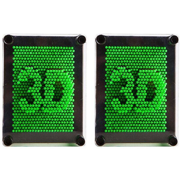 2PK MDI Neon Pin Art Board Square Reusable Canvas Sensory Desk Toy 13x10cm Green