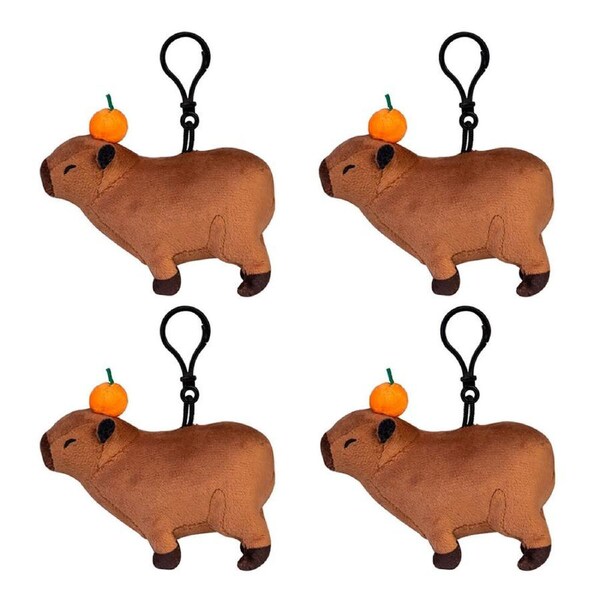 4PK Capybara Keychain Plush Soft Stuffed Animal Bag Toy Kids Cute Charm 13x10cm