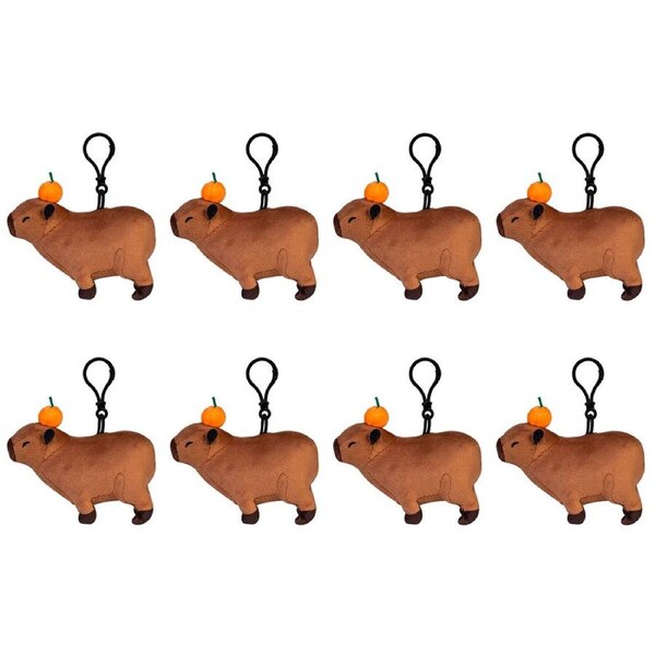8PK Capybara Keychain Plush Soft Stuffed Animal Bag Toy Kids Cute Charm 13x10cm