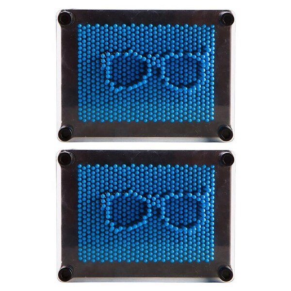 2PK MDI Neon Pin Art Board Square Reusable Canvas Sensory Desk Toy 13x10cm Blue