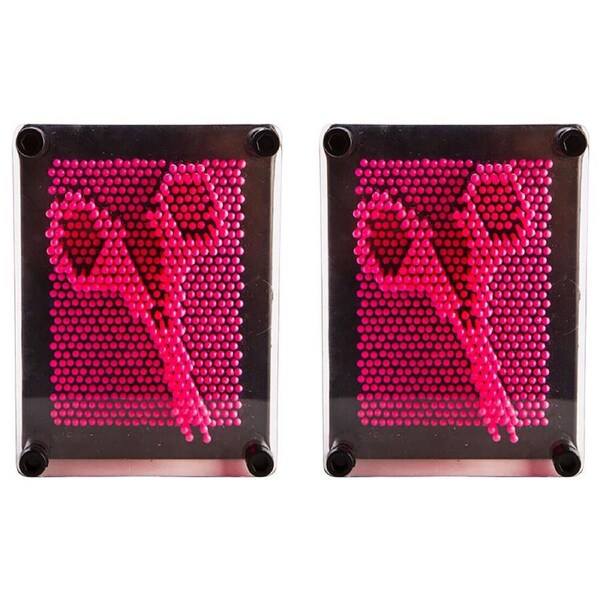2PK MDI Neon Pin Art Board Square Reusable Canvas Sensory Desk Toy 13x10cm Pink