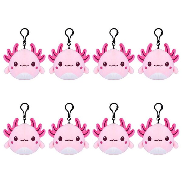 8PK Axolotl Keychain Plush Cute Animal Soft Stuffed Toy Kids Bag Accessory 10cm