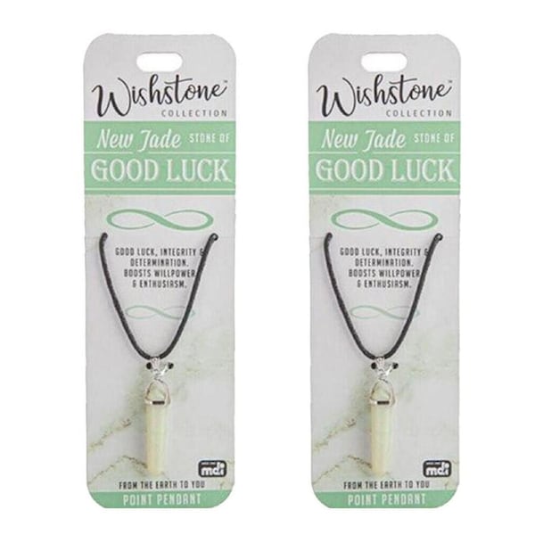 2PK Wishtone Collection New Jade Stone of Goodluck Point Pendant 1x18cm Green