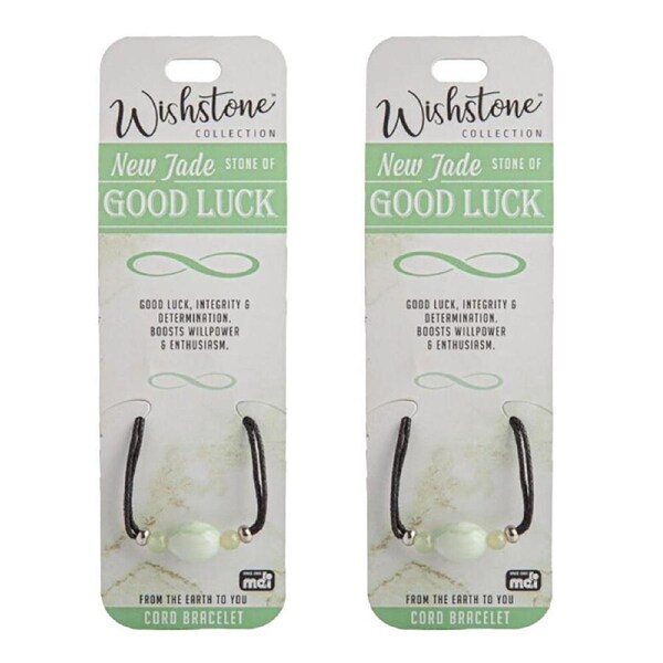 2PK Wishtone Collection New Jade Stone of Goodluck Cord Bracelet 5x9cm Green