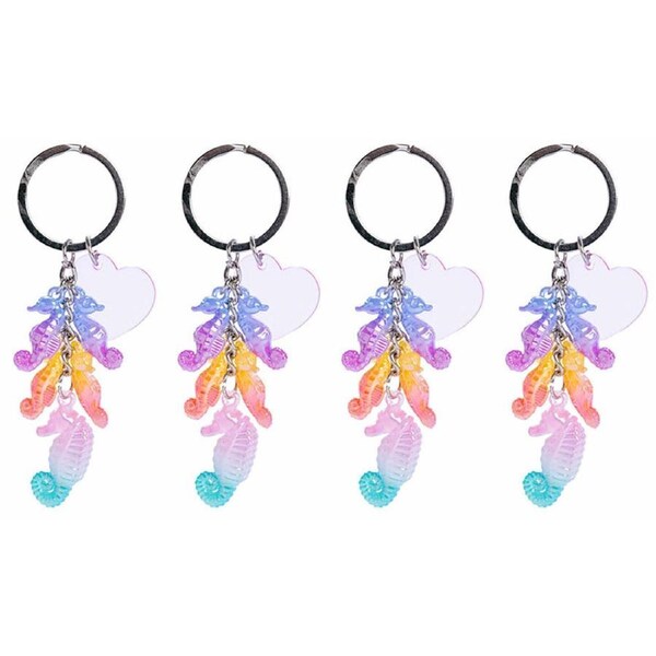 4PK Aquaworld Keychain Seahorse Ocean Animal Mini Bag Charm 9.8x2.1cm Assorted