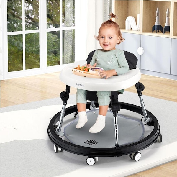 Playpals 3-IN-1 Baby Walker Adjustable Stroller Activity Kids Ride On Toy Black