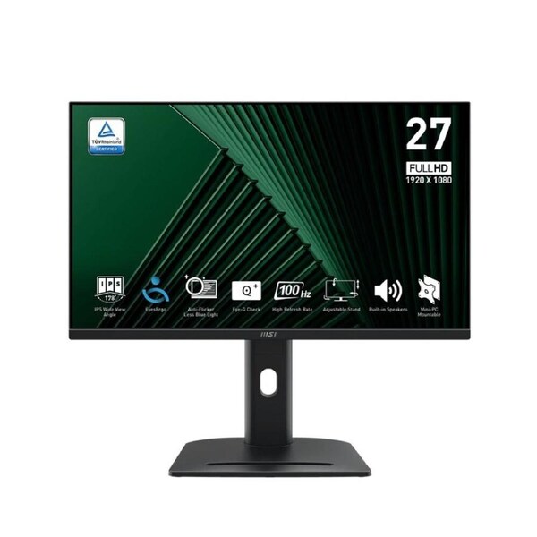 Black 27in/IPS/FHD/100Hz/1ms/DP HDMI VGA/Height Adjustable/Speakers/Internal Power/EPEAT Silver/4Y