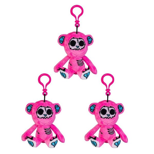 3PK Gus Fink Studio Plush Keychain Hanging Bag Accessory Grim St Bear PNK 7x12cm