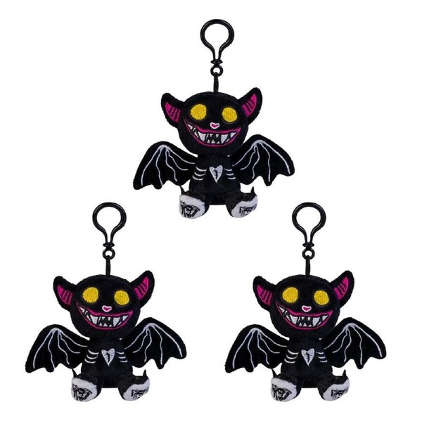 3PK Gus Fink Studio Plush Keychain Hanging Bag Accessory Boris Black 7x12cm