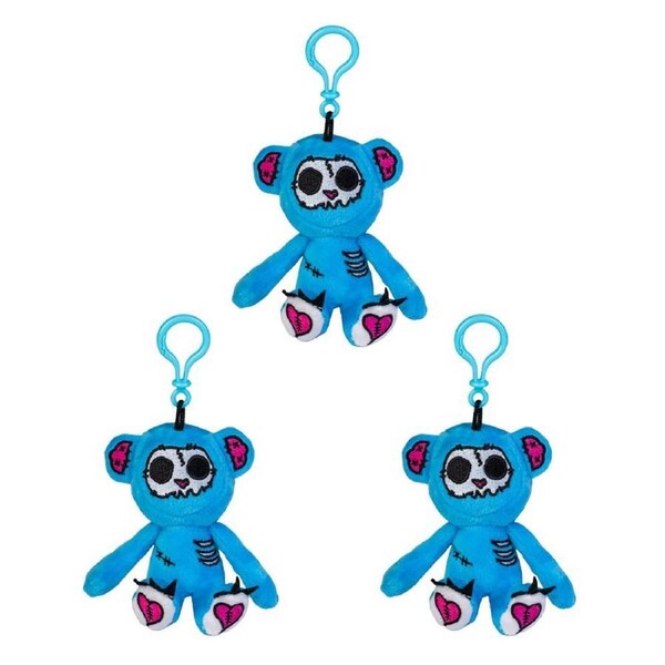 3PK Gus Fink Studio Plush Keychain Hanging Bag Accessory Grim St Bear BLU 7x12cm