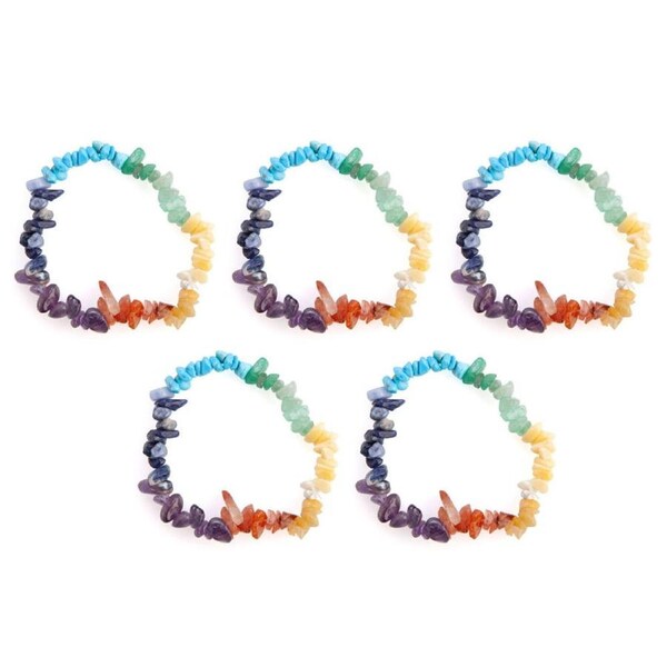5PK Wishstone Gemstone Bracelet Chakra Calming/Peace Natural Wellness Stone