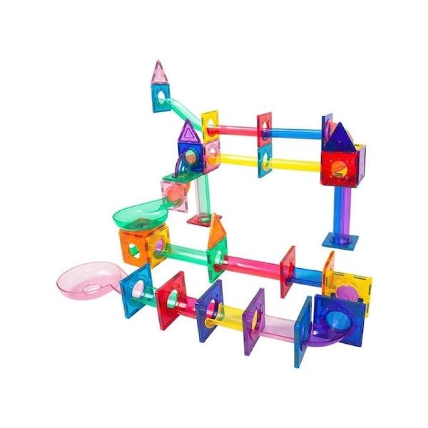 69 PCS Magnetic Tile Marble Run Toy Play Set Building Block Car Track XMAS