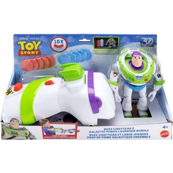 Disney Pixar - Toy Story Buzz Lightyear & Galactic Punch Launcher Bundle 7-Inch Action Figure