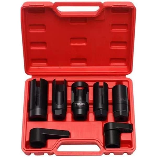 7pc Oxygen Sensor Socket Kit - Universal O2 Sensor Removal Tool Set (22mm/7/8", 27mm, 29mm) for Cars, Trucks & SUVs - Professional Grade O2 Sensor Wrench Set