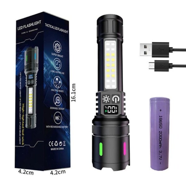 50000000 LED Torch Zoom Light Super Bright Hunting Flashlight USB Rechargeable