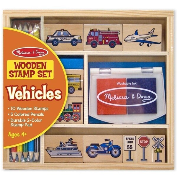 Melissa & Doug Wooden Vehicle Stamp Set