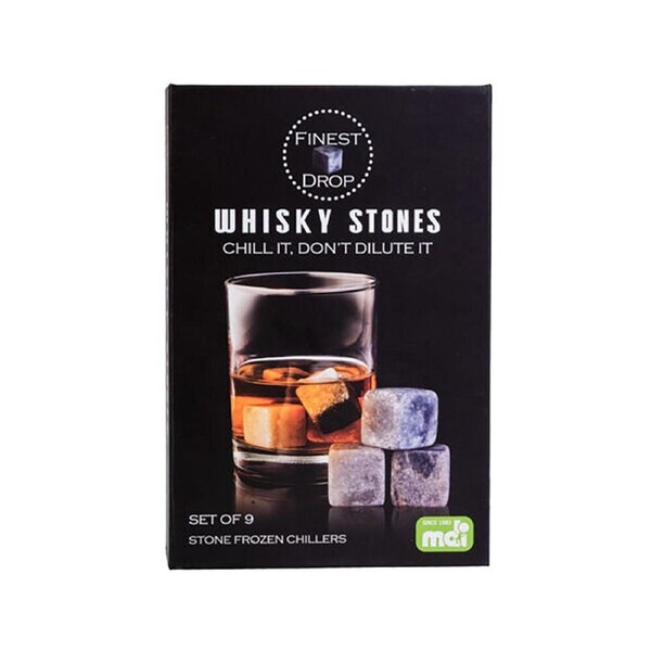 9pc MDI On The Rocks Whisky Stones Bar Set Chilled Ice Cubes Reusable Grey