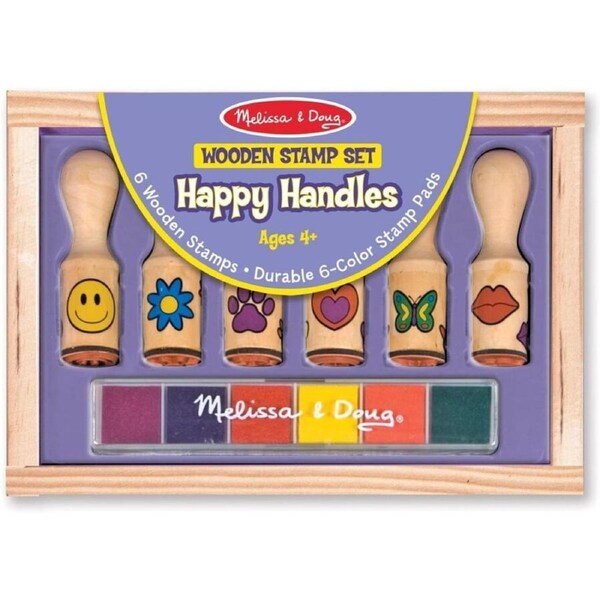 Melissa & Doug Wooden Happy Handle Stamp Set