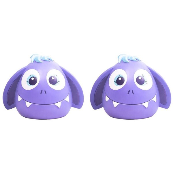 2PK Monsterlings Smooshos Pal Table Lamp Kids Room Decor Purple Monster Scout