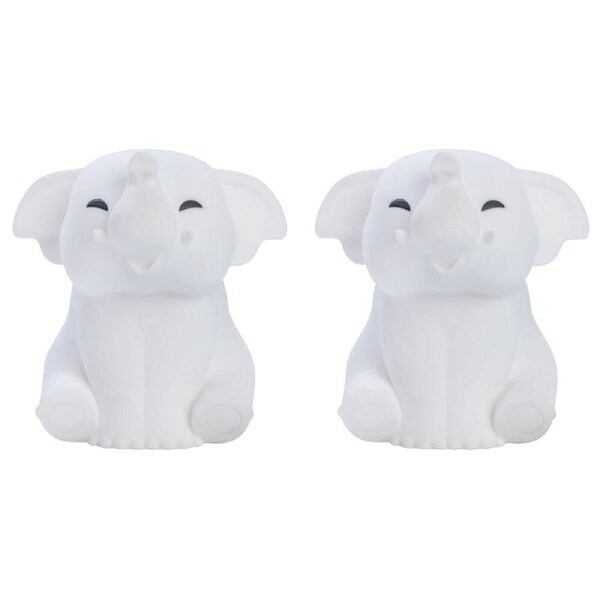 2PK Lil Dreamers Silicone Touch Led Lamp Light Kids Room Decor White Elephant
