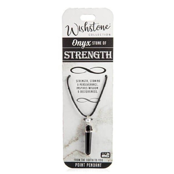 Wishstone Onyx Point Pendant Necklace Stamina & Perseverance Women Black