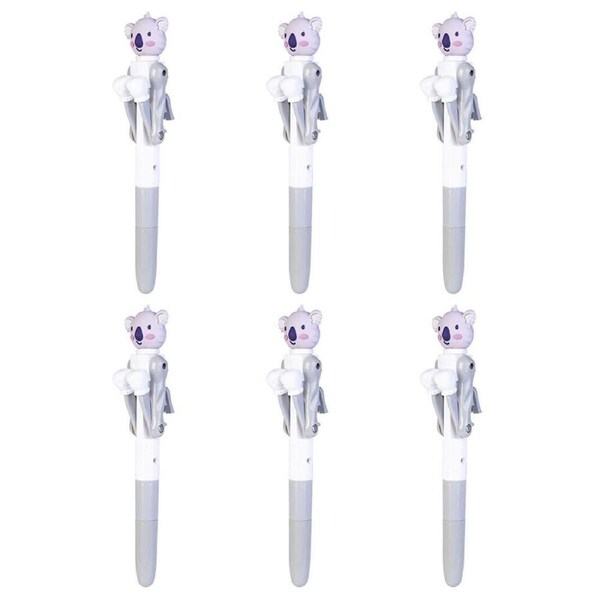 6PK Outback Mates Pen Boxing Koala Ink School Supplies Stationery 19cm Grey