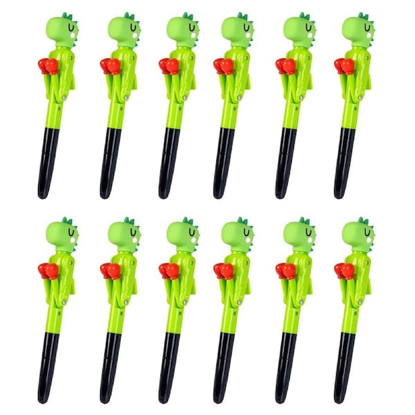 12PK Dino Island Pen Boxing Ballpoint Ink School Supplies Stationery 19cm Green