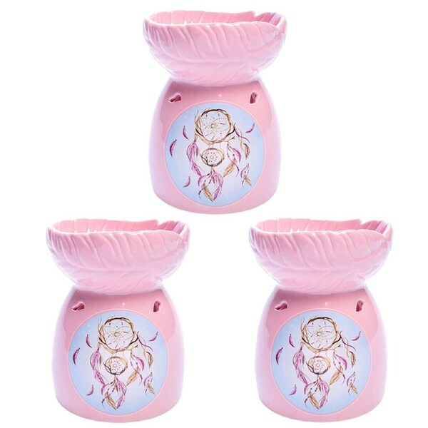 3PK Wild Scents Oil Burner Dreamcatcher Wax Melts Candles Holder 12.2x14cm Pink
