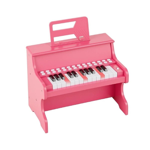 Costway 25 Keys Piano Keyboard w/Music Stand & Teaching Mode Mini Digital Piano Toy Music Instrument Pink