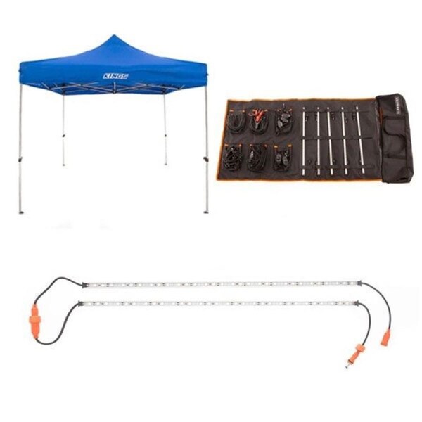 KINGS Gazebo 3mx3m + 5 Bar Camp Light Kit + Orange LED Camp Light Extension Kit