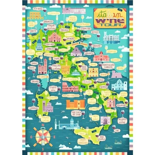 Ravensburger - Italian Wine Tour Map Jigsaw Puzzle 1000pc