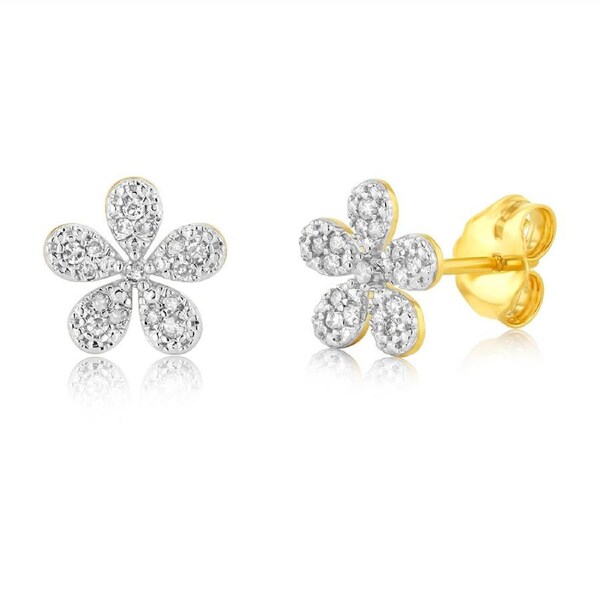 1/10 Carat Diamond Stud Earrings in 9ct Yellow Gold