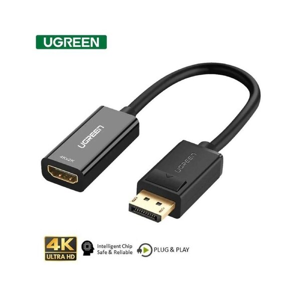 UGREEN DisplayPort to HDMI 4K UHD 30Hz Adapter with Gold Plated Connectors Black