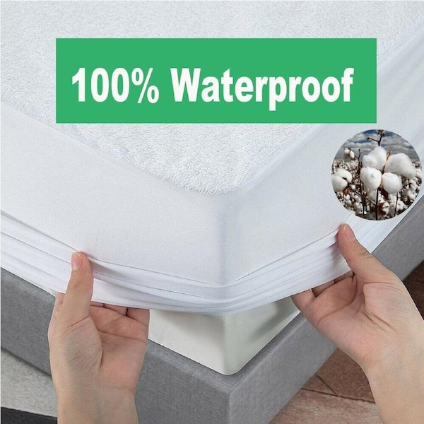 Fully Fitted Mattress Protector Waterproof Terry Cotton Bed Soft Cover King