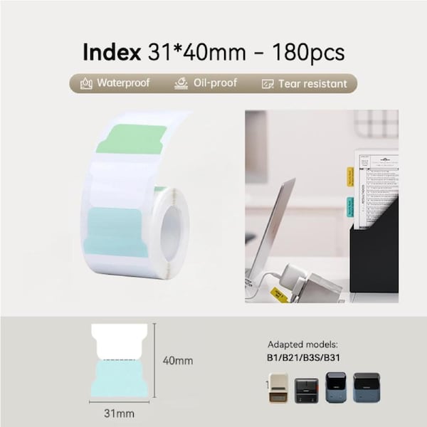 NIIMBOT Index Tags Convenient Labels Stickers Marking Creative Notes 31*40mm 180pcs For B21/B3S/B1