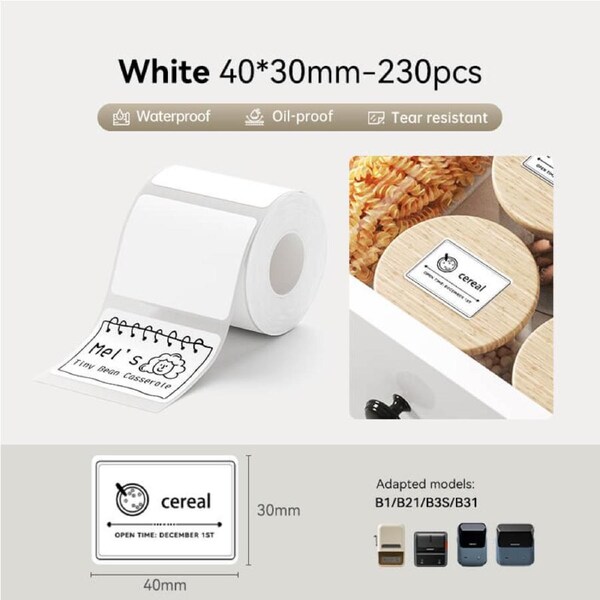 Niimbot Kitchen Label Stickers Low Temperature Frozen Label Paper 40*30mm 230pcs For B21/B3S/B1