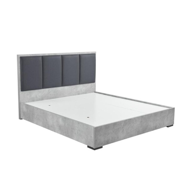 King Bed Frame Fabric Upholstery in Cement Colour