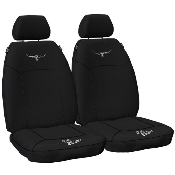 R.M. Williams Black Expander Fit Canvas Seat Covers, Size 30