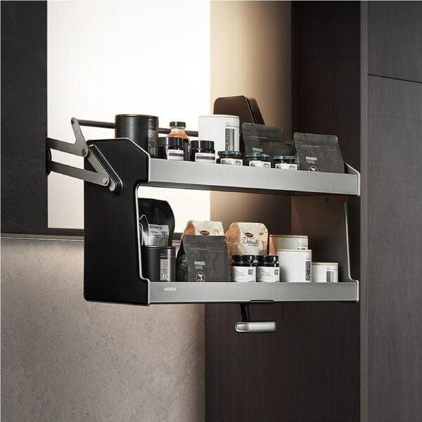 HIGOLD Shearer Nebula Pull Down Overhead Cabinet Storage - for a 600mm Cupboard Grey/Silver