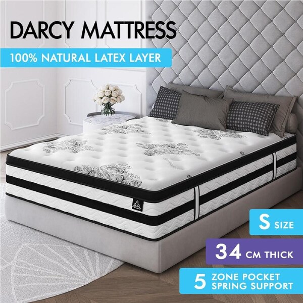 34cm Mattress 5 Zone Euro Top STARRY EUCALYPT (Queen Double King Single) Single
