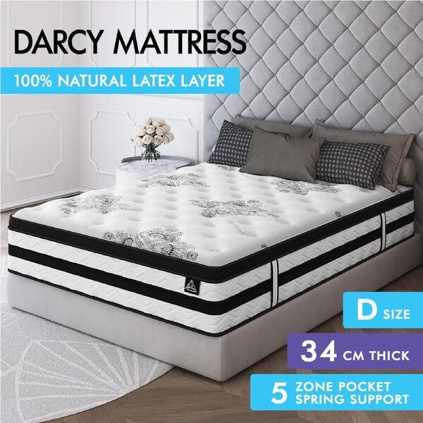 34cm Mattress 5 Zone Euro Top STARRY EUCALYPT (Queen Double King Single) Double