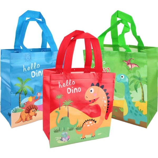 Hello Dino Party Tote Bags (Pack of 12)