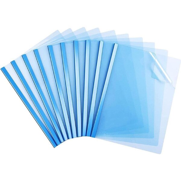 JOYBUY 10 Pack Sliding Bar Clear Report Covers for A4 Size Paper, Blue