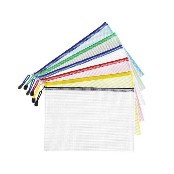 JOYBUY 12 Pack Plastic Mesh Zipper Pouches Black