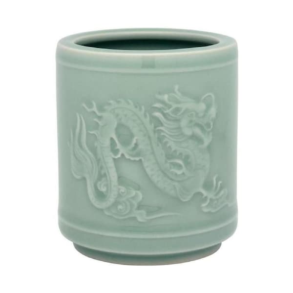 JOYBUY Handmade Ceramic Pen Cup with Dragon Design