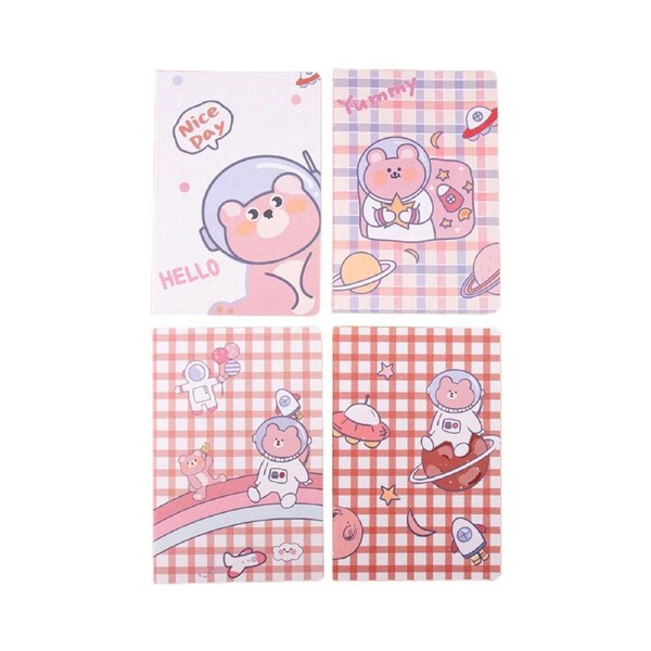 JOYBUY 4Pcs A5 Cartoon Pattern Notebooks